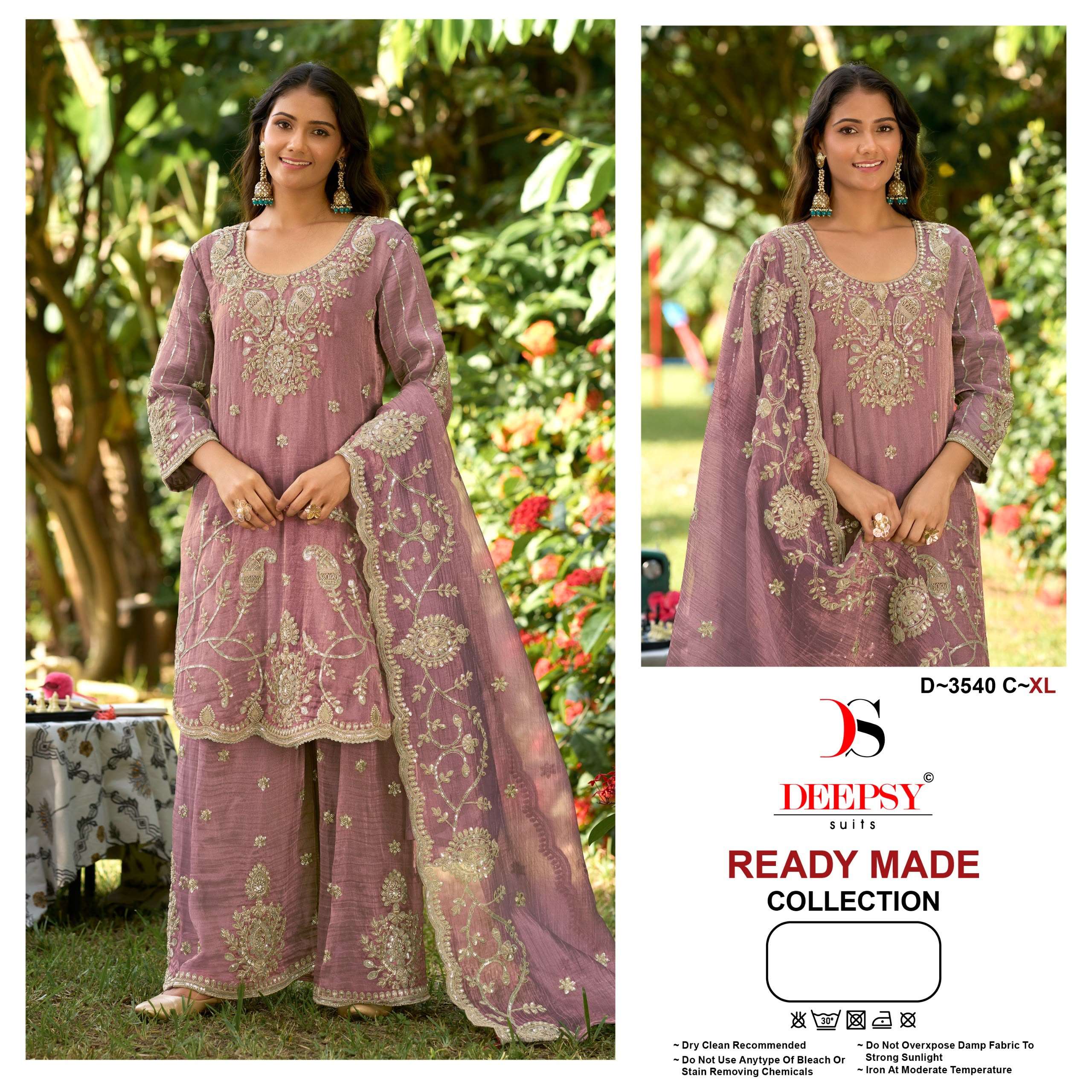 DEEPSY SUITS 3540 READY TO WEAR SALSA SILK EMBROIDERY SHARARA SUIT WEDDING TYPE RESELLER